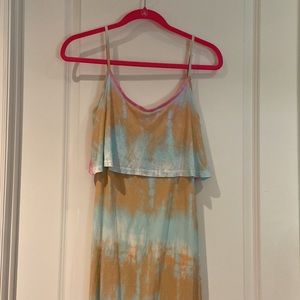 tie-dye overlay maxi dress